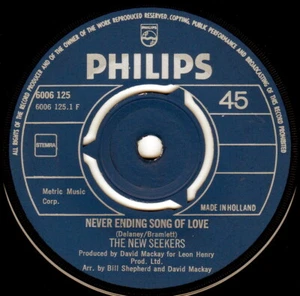 The New Seekers Never Ending Song Of Love Philips 1971 Holland + Cincinnati - Bild 1 von 3