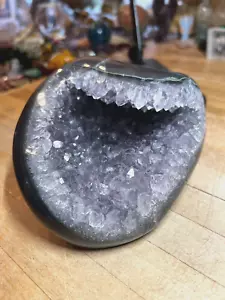 Black Amethyst Crystal Gemstone Natural Fully Polished Geode Specimen 225 - Picture 1 of 12