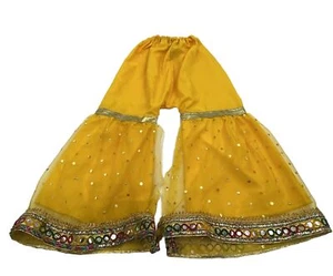 Girls Youth Yellow Bell Bottom Harem Pants With Elastic Waist,  See Measurements - Picture 1 of 7