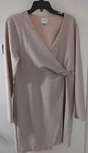 Serra Pink Shimmer Womens MFlattering Front Wrap Look Dress Sz L - Picture 1 of 4