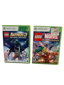 Lego DC Batman 3 beyond Gotham & Marvel Super Heroes/xbox 360 game/2 Used Games - Picture 1 of 3