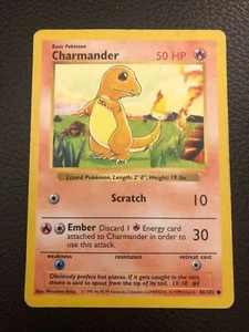 Pokemon Base Set SHADOWLESS WOTC Vintage Charmander 46/102 LP Lightly Played - Picture 1 of 1