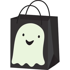 Witzige Papier-Tragetasche Gespenst für Süßigkeiten zu Halloween Schwarz-Weiß - Bild 1 von 1