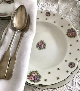 Antik Jugendstil Art Déco Porzellan Tafelservice Service 6 Personen Rosenmuster - Bild 1 von 12