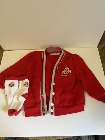 Vintage Ohio State Baby Sweater. + Matching Socks ADORABLE  Size 18 Month Cover