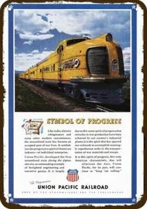 1943 UNION PACIFIC LOKOMOTIVE & Zug Vintage-Look DEKO REPLIKA METALLSCHILD - Bild 1 von 1