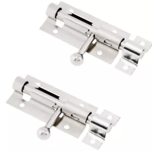 2 Pack 304 Stainless Steel Door Security Slide Latch Lock with 12 Screws - Picture 1 of 12