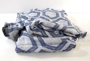 Ethan Allen 100% Stone Wash Linen Blue Hexagon Queen Duvet 2 Square Pillow Shams