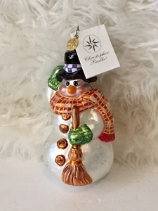 Muñeco de nieve vintage 2002 Christopher Radko barredora fría adorno de Navidad - Imagen 1 de 10