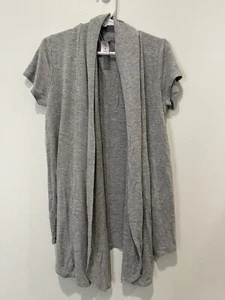 Justice Cardigan Size 8 Girls Youth Solid Gray T-Shirt Short Sleeve Open Front - Picture 1 of 3