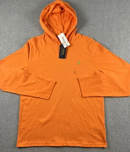 Polo Ralph Lauren Hooded Pullover Men's Small Blaze Orange Green Pony NWT NEW - Picture 1 of 12