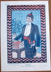 BARRERE 1931 Original Vintage French Caricature MIKHAIL KALININ RUSSIAN LEADER - Picture 1 of 1