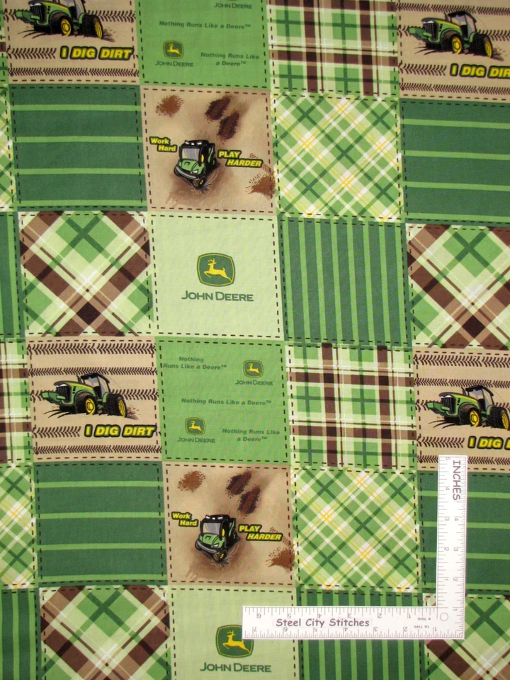 Tractor agrícola tela a cuadros agricultor verde tractor máquinas algodón CP38567 yarda Foto 1 de 1