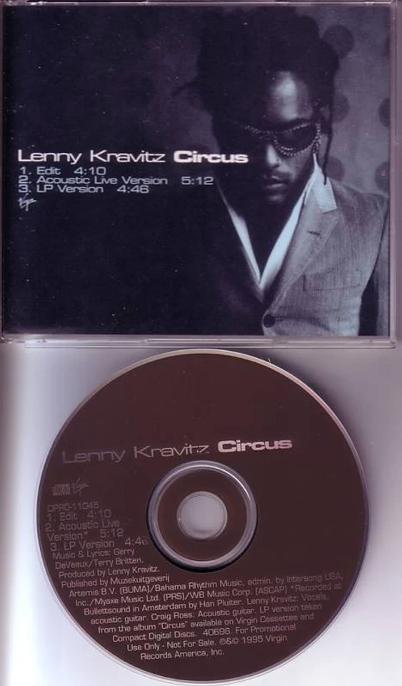 LENNY KRAVITZ Circus w/ EDIT & LIVE ACOUSTIC Version PROMO DJ CD single 1995 USA Foto 1 de 1