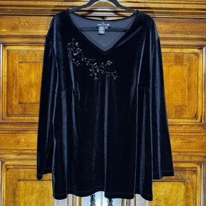 Carole Little Velvet Pullover Womens PLUS 2XL Burnout Sparkle Elegant Party USA - Picture 1 of 10
