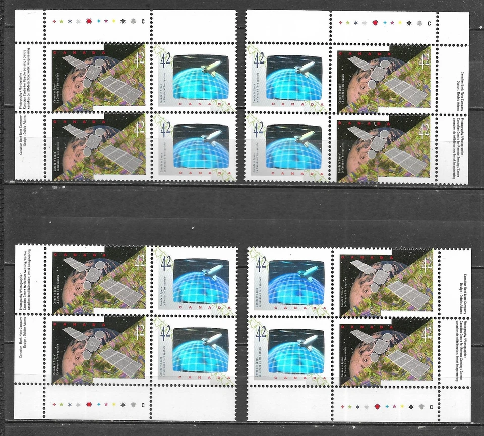 pk03310:Stamps-Canada #1442a Canada in Space 42 cent Plate Block Set-MNH - Image 1 of 1