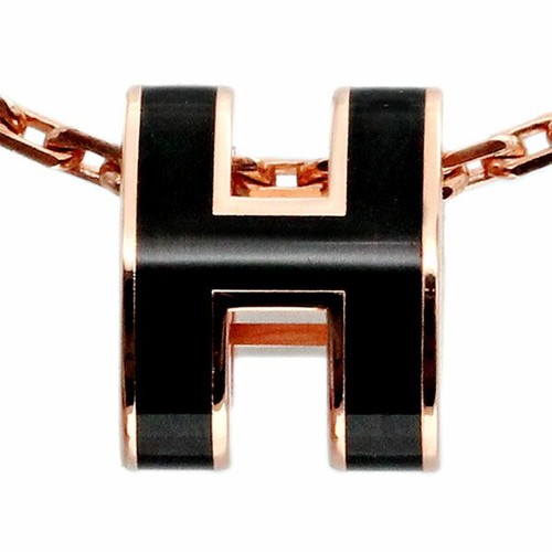 HERMÈS Collana Hermes Pop Ash Mini H 40Cm Motivo Gp Nero Oro Rosa Ferramenta Donna Donna
