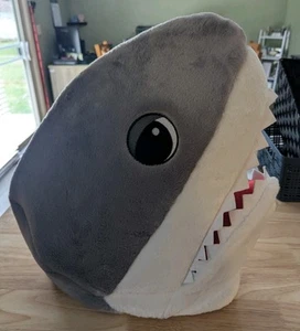 Big Greeter Head Shark Halloween Mascot Costume Gray White Red 21" x 10" - Picture 1 of 8