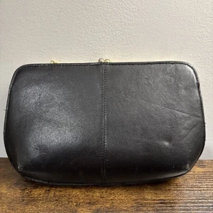 VTG Y2K Kiss Lock Soft Black Leather Clutch Hard Case Naturalizer Crossbody - Picture 1 of 23