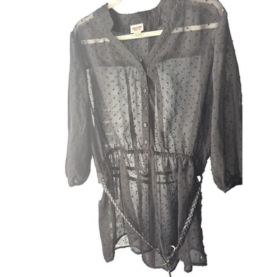 Blusa Mossimo para mujer talla XL multicolor negra transparente cuello en V con cinturón nueva sin etiquetas Foto 1 de 4