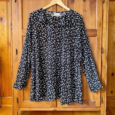 Vintage Dividends Maternity Top Women's Size 8 Floral 90s Tunic Button Up Ruffle - Image 1 of 4
