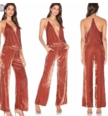 Young Fabulous Broke Jumpsuit Womens Small Pink Naomi Velvet Holiday Balletcore - Image 1 of 4