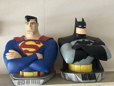 Bustos de Superman y Batman / Warner Bros 1997. STUDIO Grande 18" Raro Foto 1 de 4