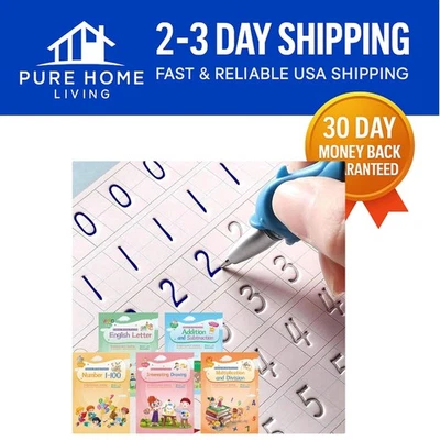 5-in-1 Kids Handwriting Magic Ink Copybooks with Silicone Grip Pen Aid - Image 1 of 4