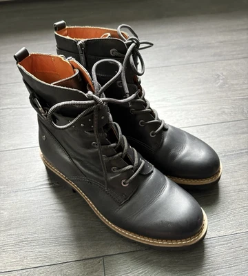 Pikolinos Womens Black Lace Up Side Zipper Biker Boots Size 38 US 7.5-8 - Image 1 of 4