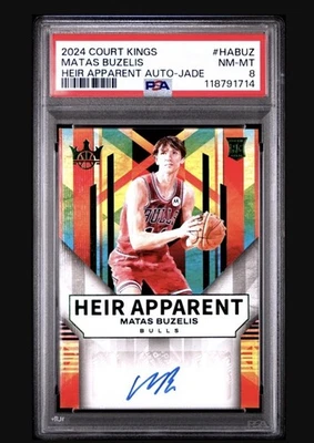 MATAS BUZELIS 2024-25 COURT KINGS HEIR APPARENT ROOKIE JADE RC AUTO PSA 8 - Image 1 of 2