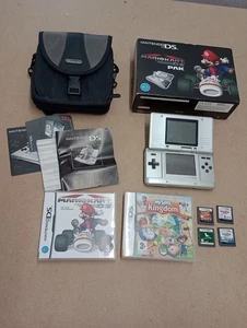 Original Nintendo DS Silver Console + Mario Kart Nintendogs Tested Working - Picture 1 of 15