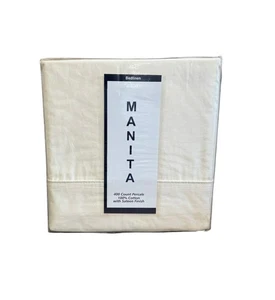 Sateen Finish 100% Cotton Percale 400TC Duvet Cover - Cream (Double) - Picture 1 of 5