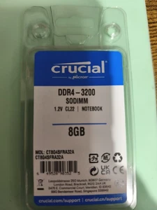 Laptop Memory Crucial 8GB DDR4 3200MHz RAM Part Number: CT8G4SFRA32A - Picture 1 of 2