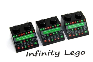 3 LEGO Black Slope 2 x 2 Control Panel with Red & Green Lamps Pattern 3039pb048 - Picture 1 of 1