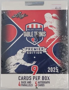 LEAF PREMIER EDITION TABLE TENNIS 2025 FACTORY SEALED HOBBY BOX AUTO Q3309 - Picture 1 of 2