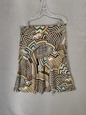 Falda Kenneth Cole Reaction Mujer Grande Beige Patrón Geométrico Elastizada Retro Y2K Foto 1 de 4