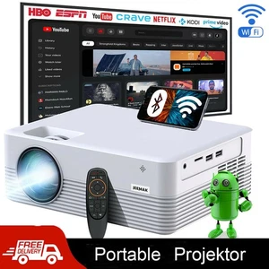 Tragbarer 4K Android Mini Projektor 1080P WiFi Bluetooth Smart Home Video Film - Bild 1 von 7