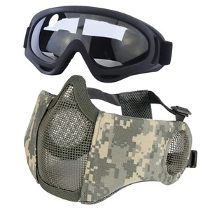 Airsoft Mask with Goggles, Foldable Half Face Airsoft Mesh Mask with Ear Prot... - Picture 1 of 9
