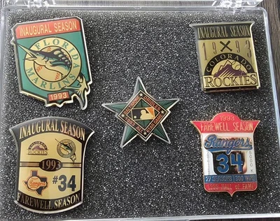 1993 Rockies Marlins Inaugural Ryan Farewell All -Star 3 Pin Set /50,000 SEALED - Image 1 of 4