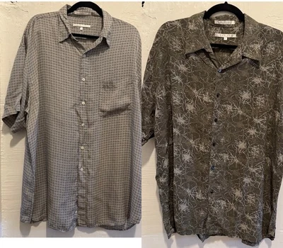 LOTE Camisa Perry Ellis De Colección Para Hombres Talla XL Seda Paisley Floral Cuello Geométrico Foto 1 de 4