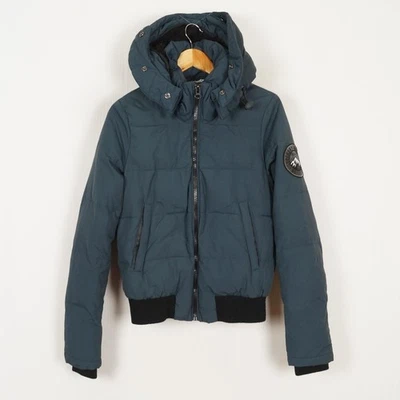 Chaqueta para mujer SUPERDRY Everest The Ella Bomber talla S azul con capucha cremallera completa Foto 1 de 4