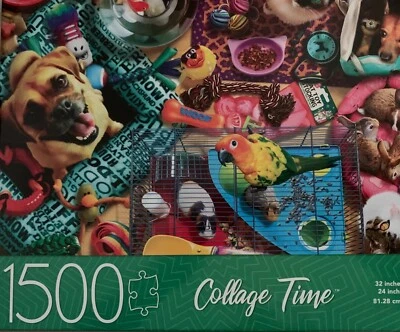 NEW Cardinal MB 1500pc Jigsaw puzzle. Collage Time. Pets. NEW!!! - Image 1 of 4