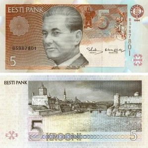 ESTONIA - 5 krooni 1994 Paul Keres UNCIRCULATED banknote BS - Picture 1 of 1