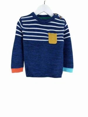 Próximo Suéter Reino Unido Bebé Niño Rayas Bloques de Color Azul Marino/Multi Talla 12-18M (funciona a lo grande) Foto 1 de 4
