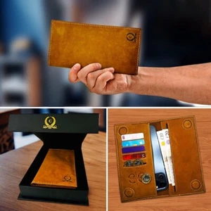 Valentines Gift For Her Magnetic Flip Leather Wallet Card Holder Handmade Purse - Picture 1 of 7