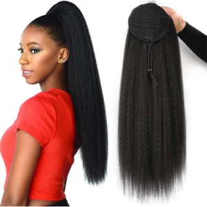 Clip sintético rizado negro afro de 22 pulgadas cordón en extensión de cabello cola de caballo - Imagen 1 de 5
