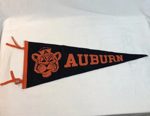 Vintage Auburn University Tigers Pennant Football Blue Orange Wool Aubie Logo Cover