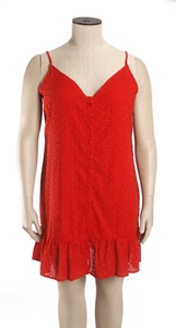NEU Charlie Paige Gr. XXL rotes Baumwollkleid mit Ösen, Knopfleiste, verstellbare Träger - Bild 1 von 11