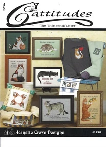 Cattitudes The 13th Litter Cross Stitch Pattern Jeanette Crews Designs #1290 - Picture 1 of 2