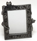 Vintage 1970s Metzke Pewter Table Top Frog Mirror - Whimsical Frogs